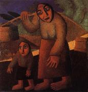 The Woman and child Pick up the water pail Kasimir Malevich